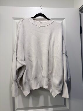 Free People Cream Oversized Crewneck Sweater
